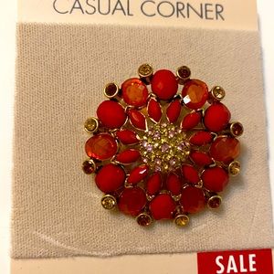 Orange/Coral stone pin-great for Fall 🍁